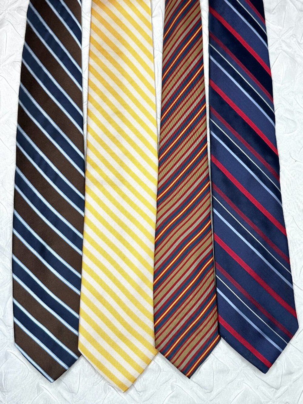 Lot‎ of 4 Vintage 100% Silk Ties Striped Pattern, Y2K Preppy Timeless